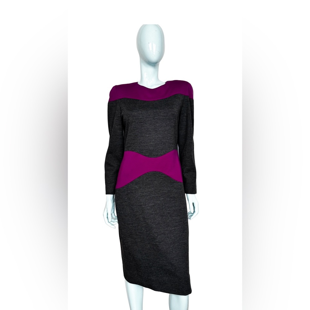 Vintage Lanvin Paris Wool Colorblock Dress